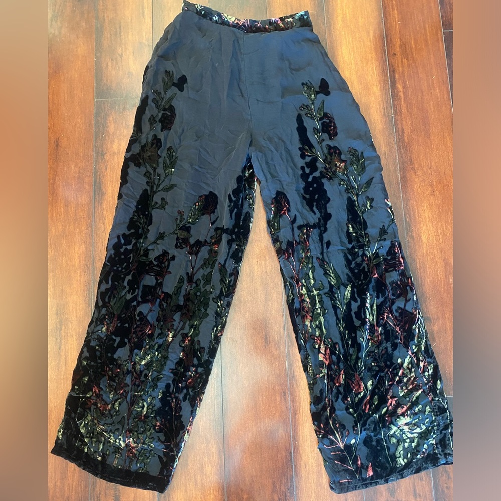 Sheer with velvet burnout high waisted pants